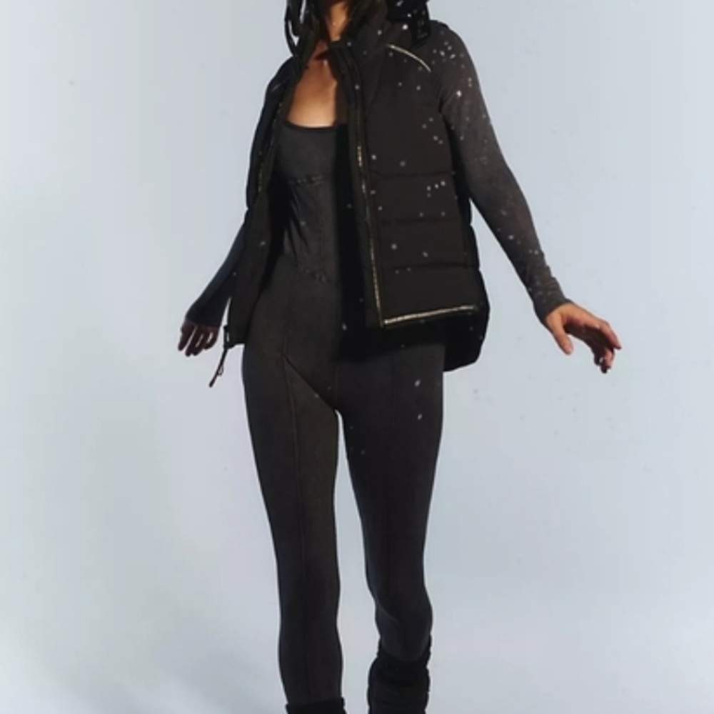 Free People Good Karma Long sleeve Onesies in Washed Black